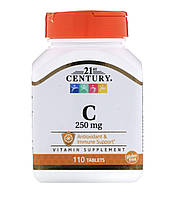 21st CENTURY Витамин С, 250 мг, 110 таблеток, фото 1
