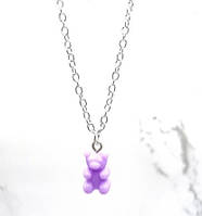 Підвіска мармеладний ведмедик, бузковий - довжина 48см, смола, цинковий сплав