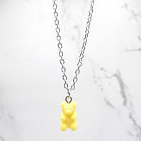 Мишко підвіска, жовтий - довжина 48см, смола, цинковий сплав