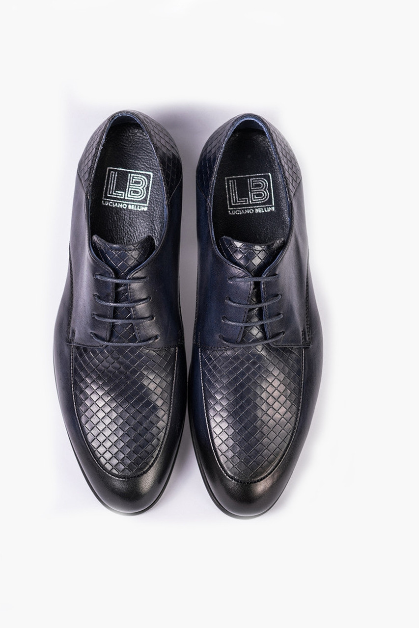 Сині чоловічі ШКІРЯНІ туфлі., фото 1