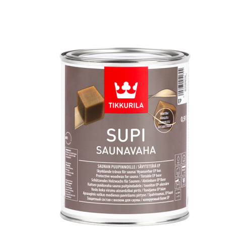 Захисний склад для стін і стель в сауні TIKKURILA SUPI SAUNAVAHA (ТІККУРІЛА СУПІ САУНАВАХА) 0.9л