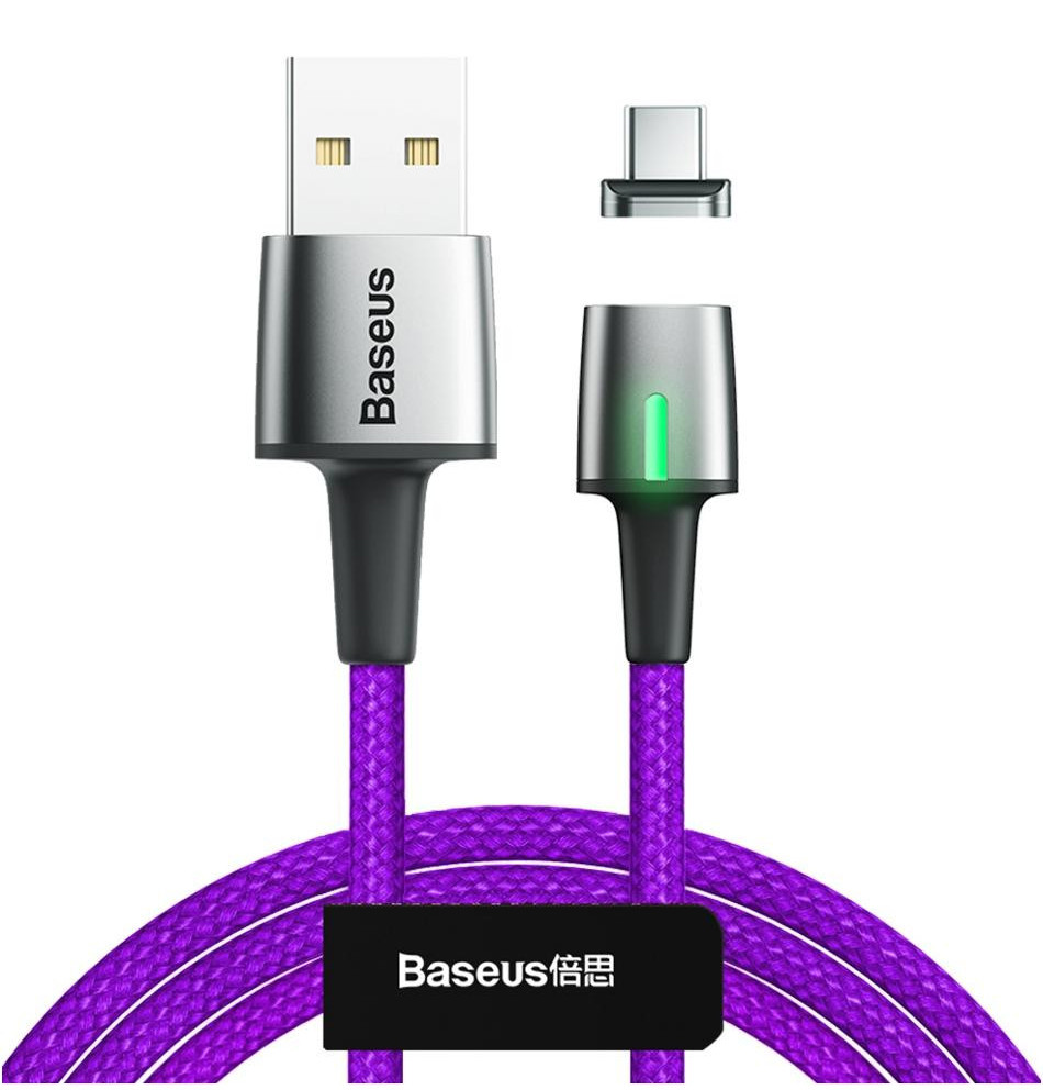 Магнітний кабель для зарядки телефона/ смартфона Baseus USB - Type-C 1 м 3 А Фіолетовий (CATXC-A05)