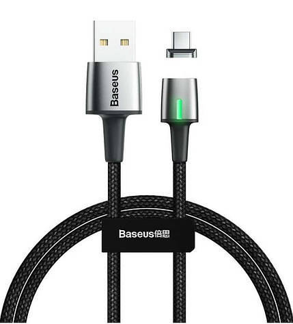 Магнітний кабель для зарядки телефона/ смартфона Baseus USB - Type-C 2 А 2 м Чорний (CATXC-B01), фото 1