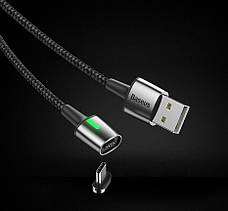 Магнітний кабель для зарядки телефона/ смартфона Baseus USB - Type-C 2 А 2 м Чорний (CATXC-B01), фото 6