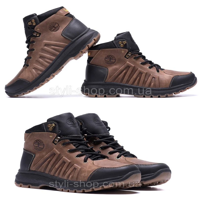 Чоловічі шкіряні зимові черевики Timberland Brown leather, Чоботи, кросівки зимові чорні, спортивні черевики