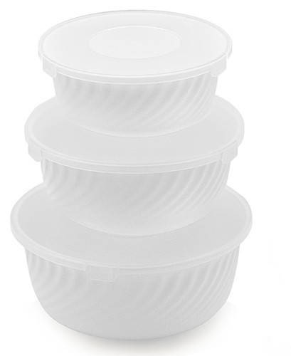 

Набор салатников с крышкой Stenson MS-1098 3 шт, Белый