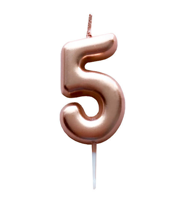 

Свечи - цифры в торт "5", высота - 4.5 см, цвет - розовое золото