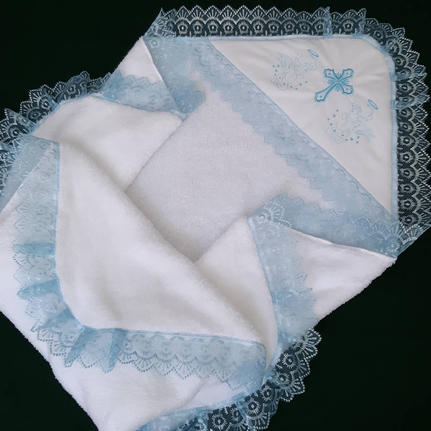 

Крыжма Молитва махра велсофт голубая вышивка (КВ-18б) Бедрик, Белый