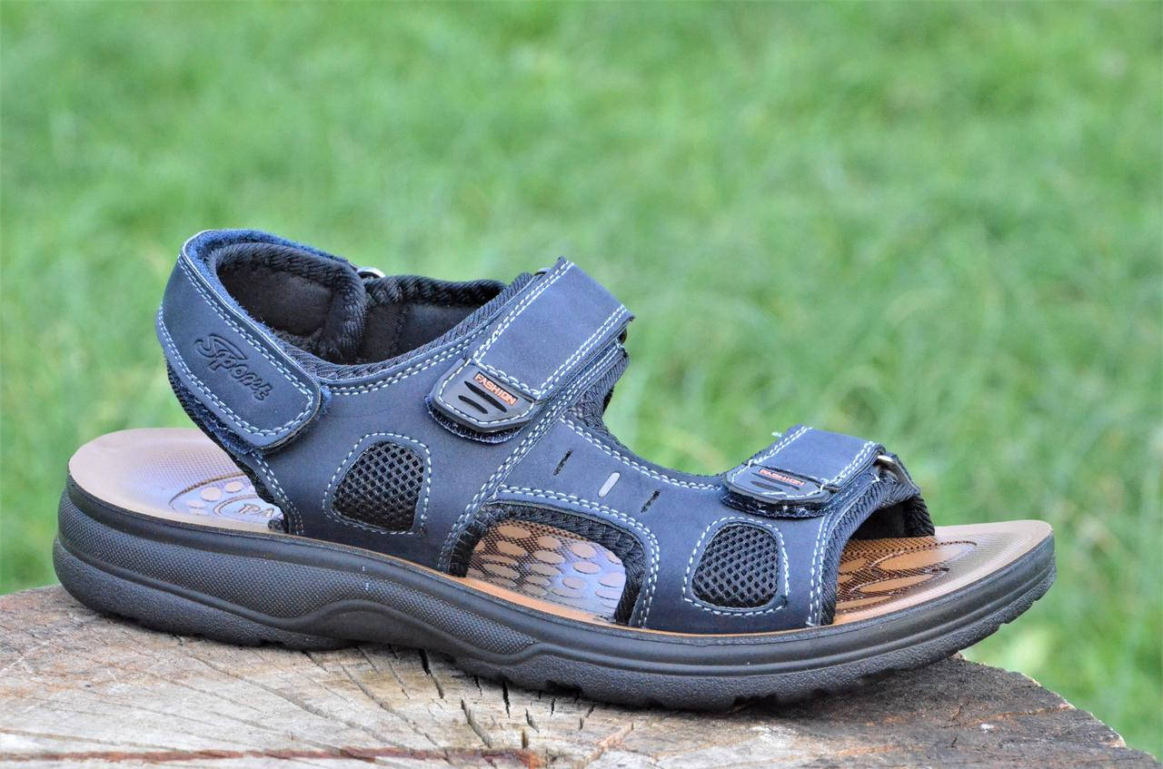 

Босоножки на липучках мужские темно синие практичные и удобные (Код: 1152) Только 43р!