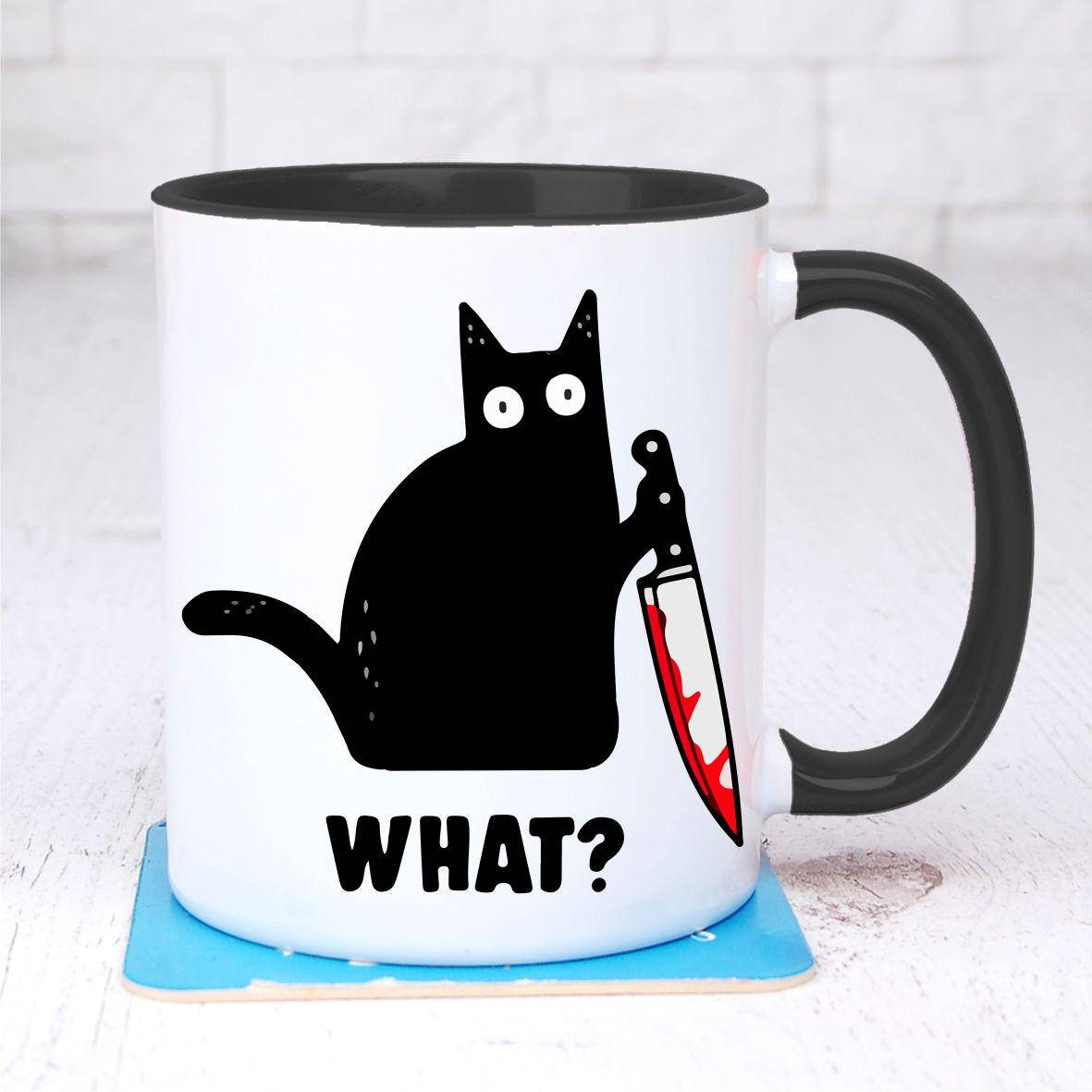 

Чашка Кот с ножом (What) Черный