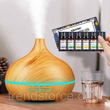 Зволожувач повітря арома лампа зі світлодіодним підсвічуванням Led Aroma Lamp велика світло-коричнева 184284, фото 2