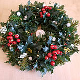 Вінок із падуба та хвойних гілок — 30 см, фото 3