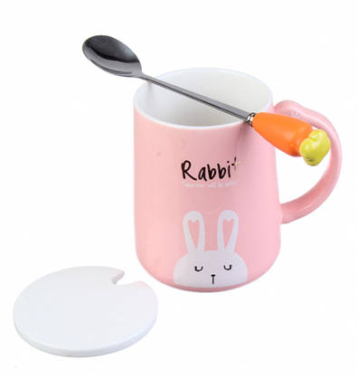 Чашка керамічна "Rabbit", 320 мл. + ложечка і кришечка, фото 2
