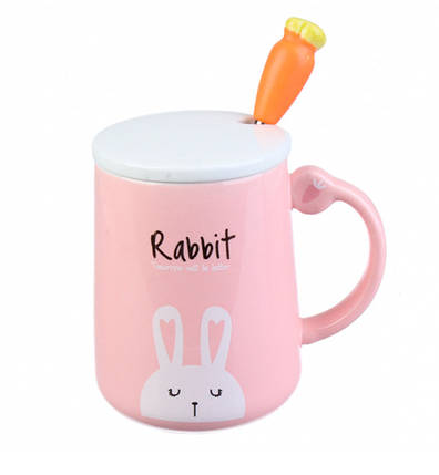 Чашка керамічна "Rabbit", 320 мл. + ложечка і кришечка, фото 1