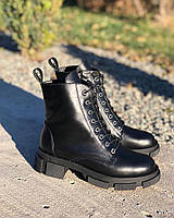Модные женские кожаные зимние ботинки на меху зима красивые молодежные на низком ходу 41 размер M.KraFVT 2170
