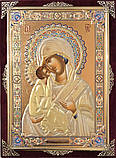 Ікона З оксамит 15х18 з прикрасою (емаль синя), фото 3