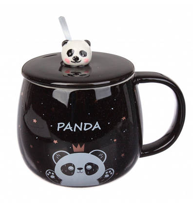 Чашка керамічна "Panda", 310 мл. + ложечка і кришечка, фото 1