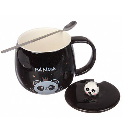 Чашка керамічна "Panda", 310 мл. + ложечка і кришечка, фото 3