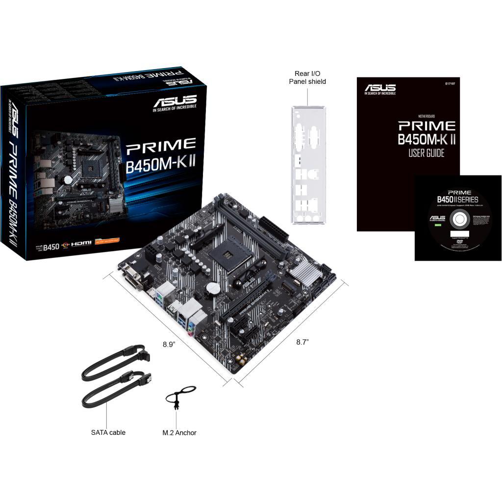 Материнська плата PRIME B450M-K II AM4 DDR 4 1xD-Sub, 1хDVI-D, 1xHDMI (2.0b) 4 micro ATX