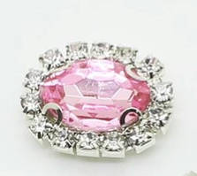 Камінь в сріблястій оправі 2*1,5 см світло-рожевий