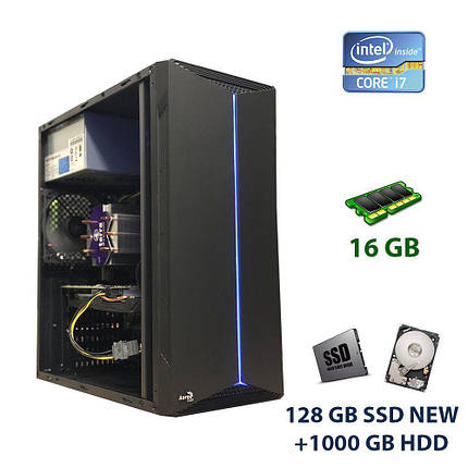 Aerocool Splite -A-BK-V1 LED Tower NEW / Intel Core i7-4790 (4 (8) ядра по 3.6 - 4.0 GHz) / 16 GB DDR3 / 128, фото 1