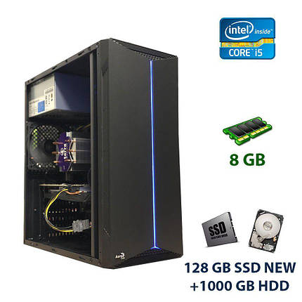 Aerocool Splite -A-BK-V1 LED Tower NEW / Intel Core i5-4430 (4 ядра по 3.0 - 3.2 GHz) / 8 GB DDR3 / 128 GB SSD, фото 1