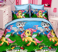 Полуторное детское постельное белье для девочек "My little pony" бязь Ранфорс