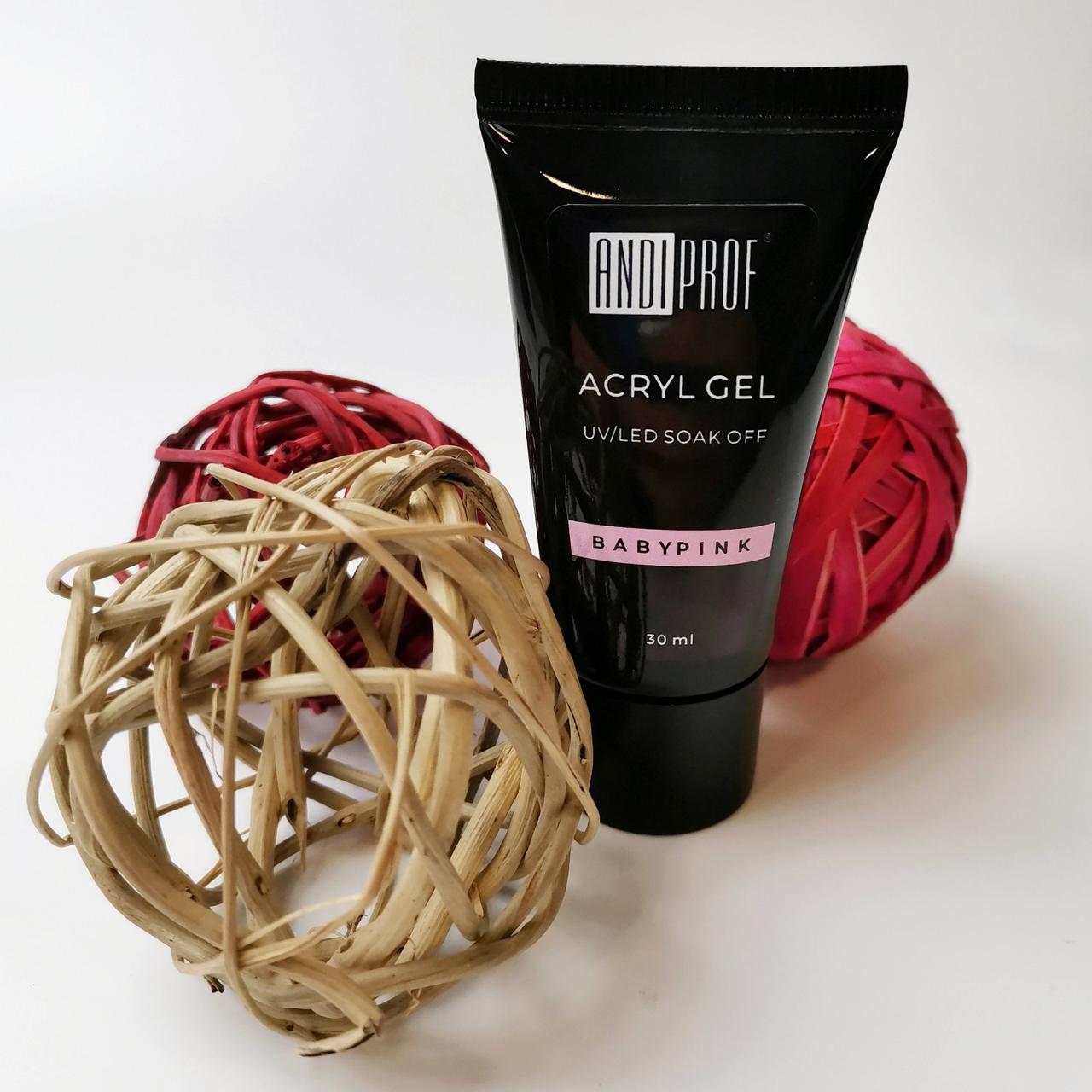 Акригель (полігель, акрил гель) у тюбику Acryl Gel Baby pink , 30мл., фото 1