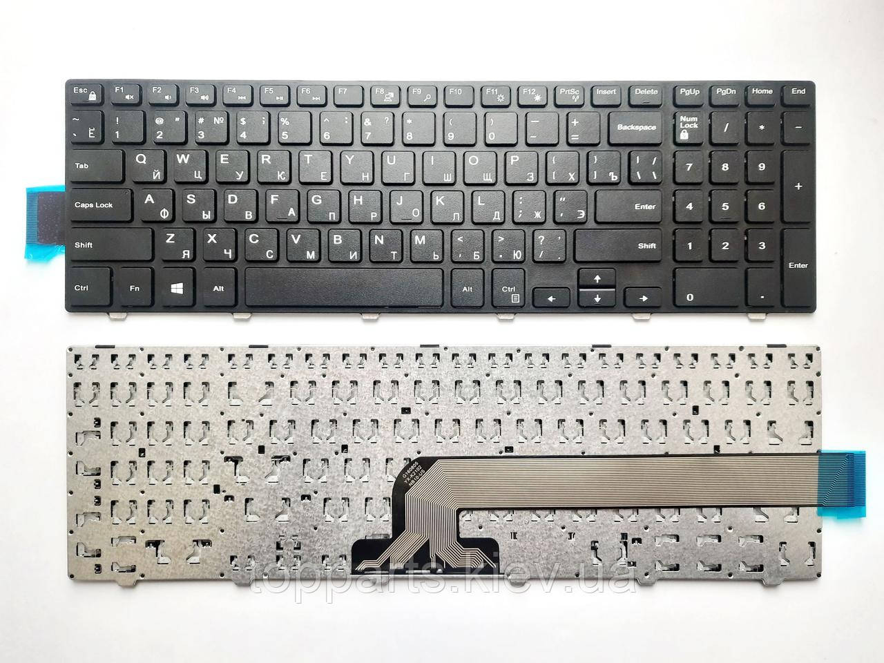Клавіатура для ноутбуків Dell Inspiron 15 Series чорна з чорною рамкою UA/RU/US