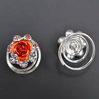 Шпильки пружинки 6 шт троянда з червоною емаллю білі стрази