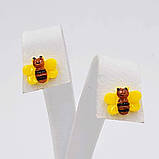 Сережки-пусети Бджілка 6 пар полімерна глина, фото 2
