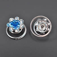 Шпильки пружинки 6 шт троянда із синьою емаллю білі стрази