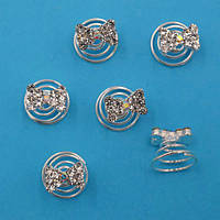 Прикраса для волосся Тропіканка 6 шт бантик із білими стразами