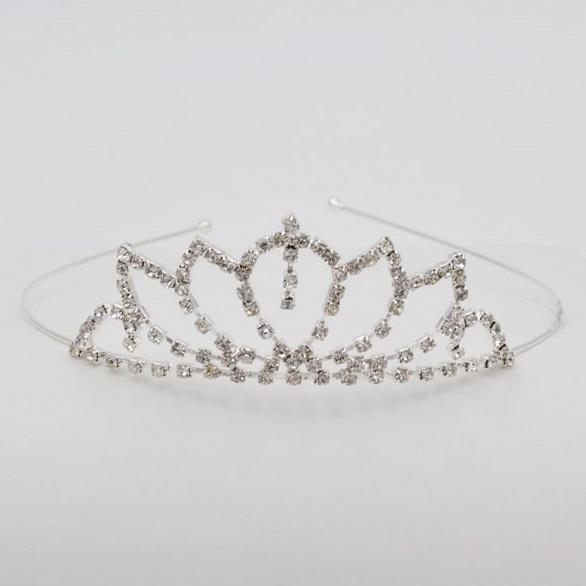 Діадема Тіара Міледі 9х3,5 см метал — срібло, фото 1