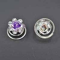 Шпильки пружинки 5 шт троянда з бузковою емаллю білі стрази