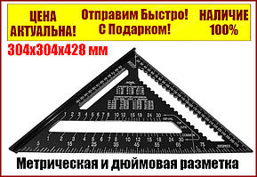 Косинець Свенсона плотницький алюмінієвий 304х304х428 мм S-line 15-531