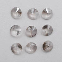 Бусини кришталеві круглі ріволі 180 шт. сірі з гальванічним покриттям 6х3 мм