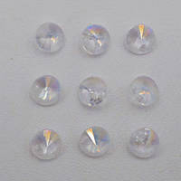 Бусини кришталеві круглі ріволі 180 шт. білі з гальванічним покриттям 6х3 мм