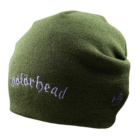 Шапка біні з вишивкою MOTORHEAD Logo оливкова, фото 1