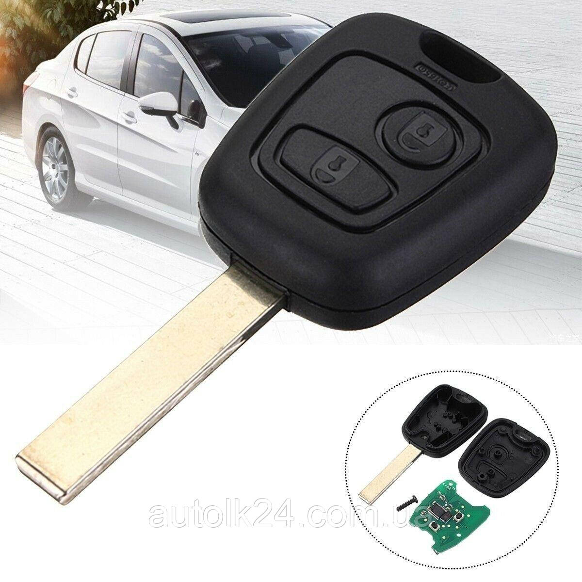 Ключ Peugeot 433mhz chip id46 лезо HU83, фото 1