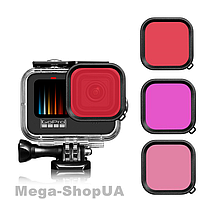 Захисний корпус чохол аквабокс для екшн камери GoPro Hero 9 Black водонепроникний з трьома фільтрами FR54-3
