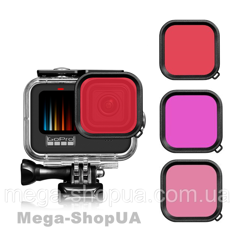 Захисний аквабокс чохол для GoPro Hero 12 Black, водонепроникний корпус з трьома фільтрами FR90-3