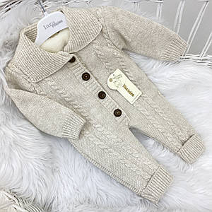 В'язаний комбінезон осінь/зима з бубоном бежевий (6-9 місяців) D3024BabyMy