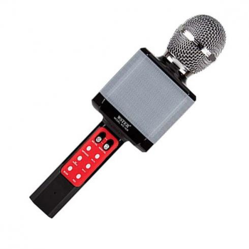Мікрофон-Караоке безпровідний WS-1828 чорний з FM-радіо/USB/TF