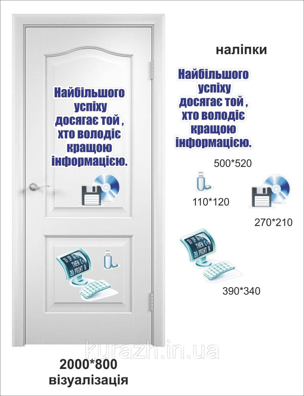 Набір вінілових наклейок на двері в кабінет інформатики