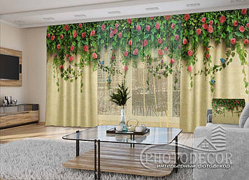 3D - Фото Штори і тюль "Троянди на стіні" - будь-який розмір. Читаємо опис!