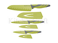 CW Набор ножей с ножнами и мягкой ручкой 3 единицы зеленый
