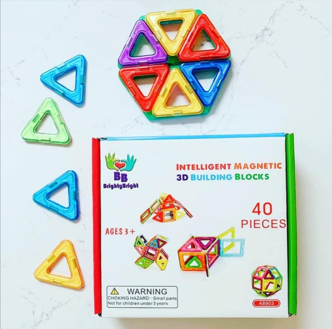 Дитячий магнітний конструктор на 40 деталей 3D магніти Brighty Bright