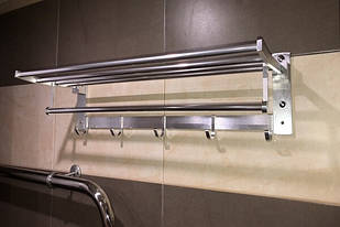 Відкидна полиця з тримачем для рушників 5 гачків алюміній