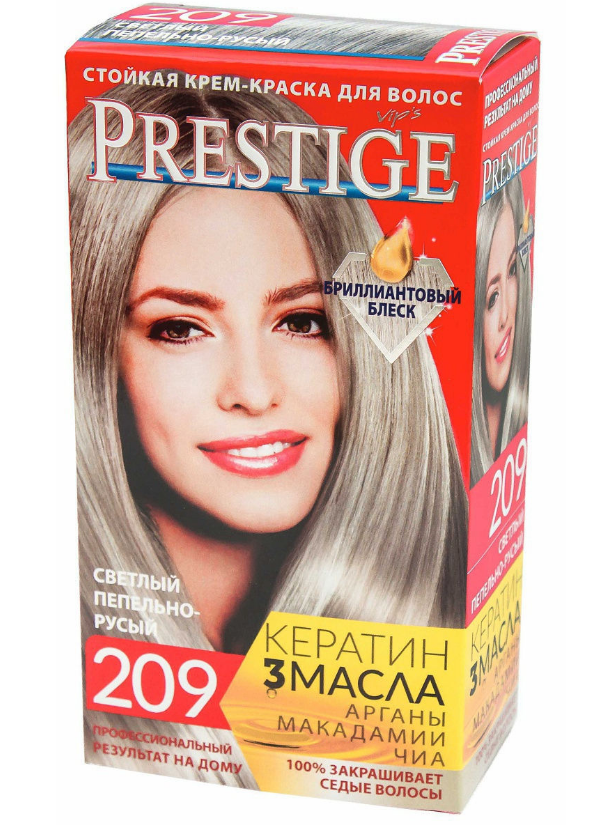 Стійка крем фарба для волосся Prestige 209 Попелясто русявий 115 мл